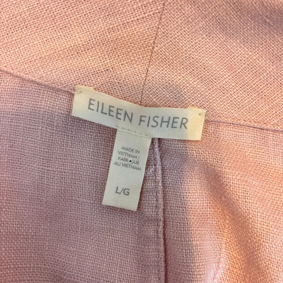 EILEEN FISHER 100% Linen Kimono Jacket Cardigan Pink Lagenlook Layer Women's L - Picture 8 of 9